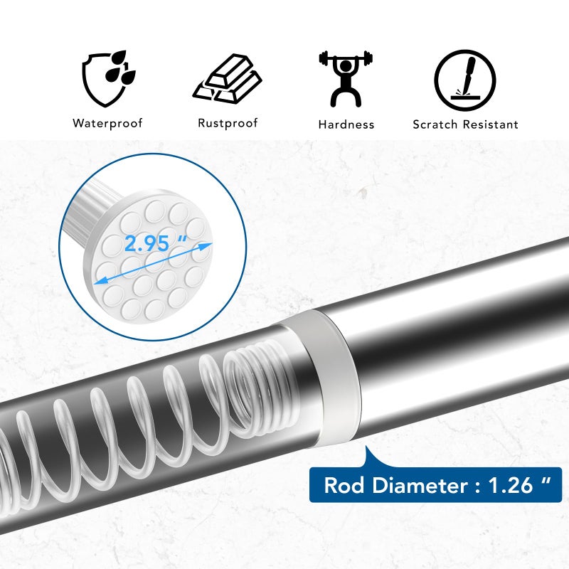 Umimile Tension Curtain Rod, 51-126 inch Adjustable Spring Shower Tension Curtain Rod, Stainless Steel Closet Rod for Windows or Shower, No Drilling, No Rust, Easy to Install - Image 2